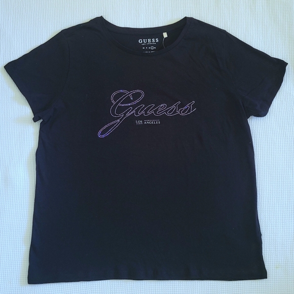 Guess❓Rhinestone💎 Logo Tee👕 - NWT - Picture 14 of 15